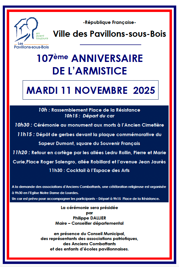 Cérémonie commémorative du 107ème anniversaire de l'armistice de la Première Guerre Mondiale